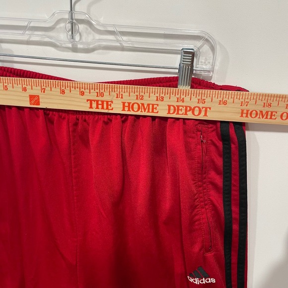 Adidas XXL Mens‎ Track Pants Red Black Stripes Side Zipper Pockets Tear Away VTG - Picture 6 of 10